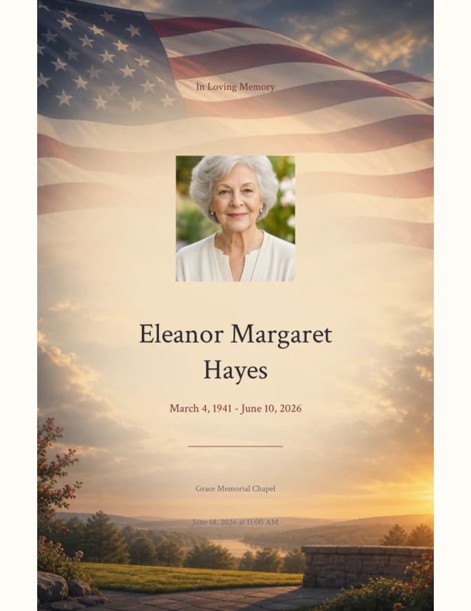 Veteran Honor funeral program template preview
